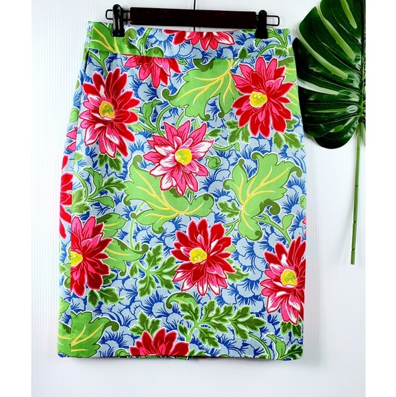 Talbots floral print A-Line skirt back slit 6 - Picture 6 of 7